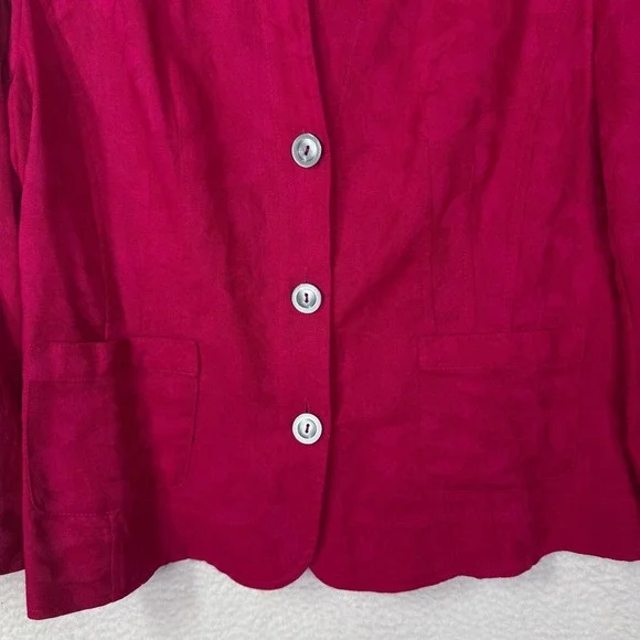 Jones Wear Jacket Womens 16 Pink Linen Cotton Floral Jacquard Blazer‎ Career - Picture 3 of 16